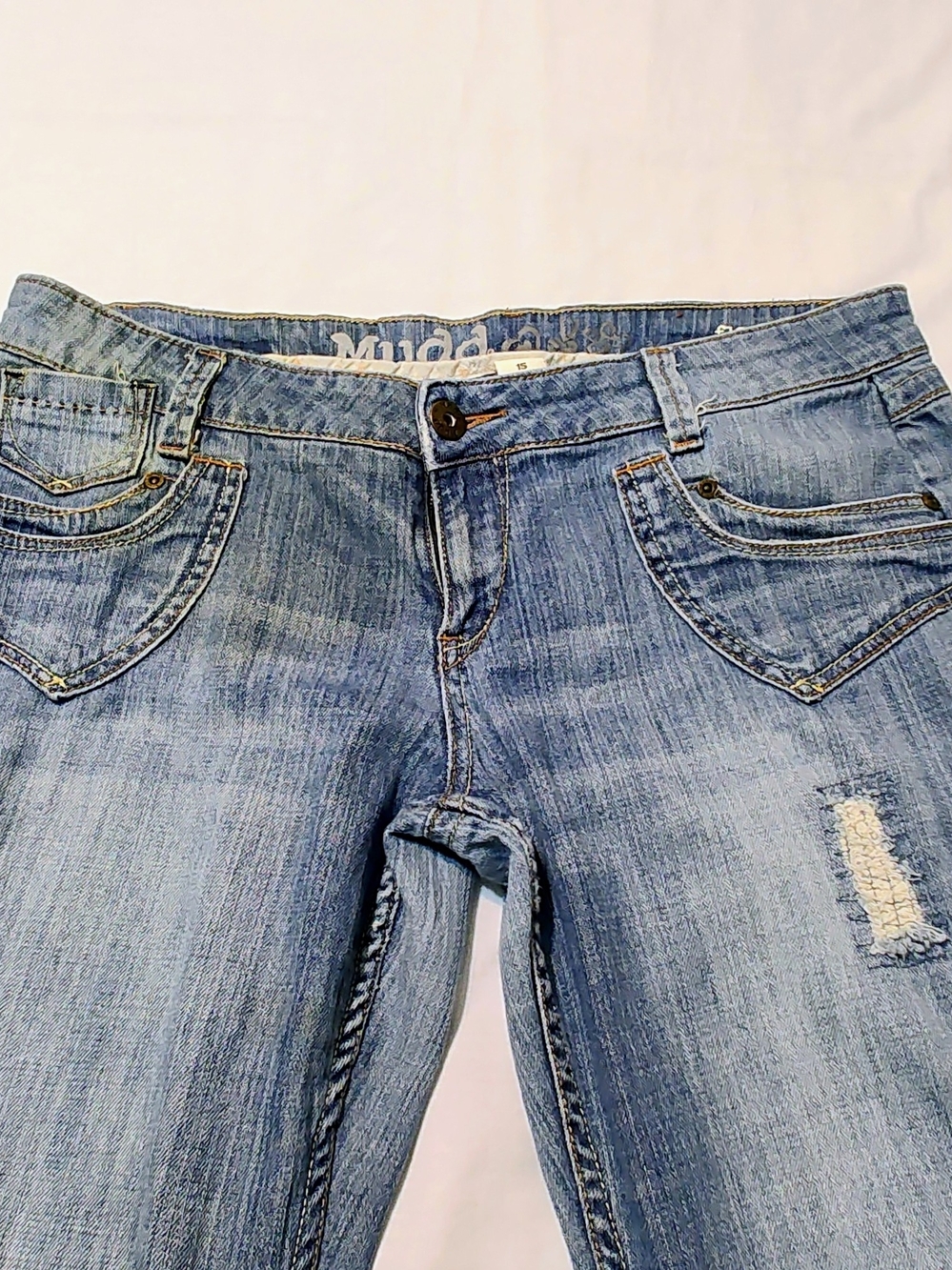 Mudd Y2K Distressed Flare Low Rise Jeans - Picture 2 of 9